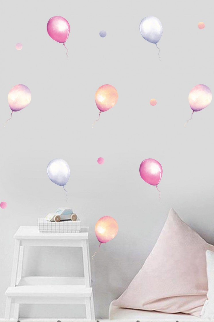 Pembe Rüya Balonlar Çocuk Odası Duvar Stickerı